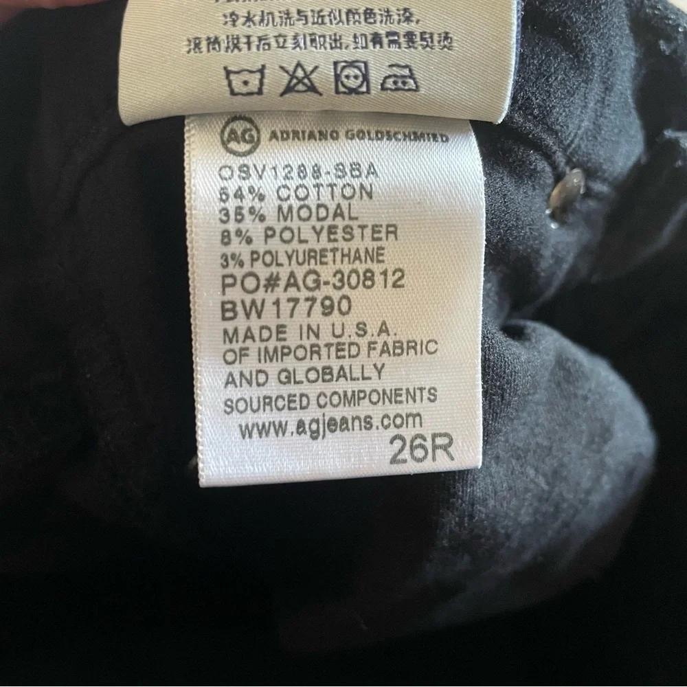 AG Adriano Goldschmied Velvet The Legging Super Skinny Pants Women’s 26 Black - Picture 13 of 13